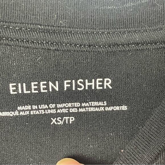 Eileen Fisher Black Cotton Crew Neck Tee, Cropped, Capsule, Casual, Weekend XS - Picture 8 of 9